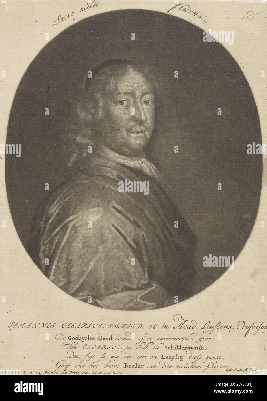 Ritratto del teologo Johann Olearius, Pieter Schenk (i), 1670 - 1713 stampa Amsterdam paper Engraving Theologian Foto Stock