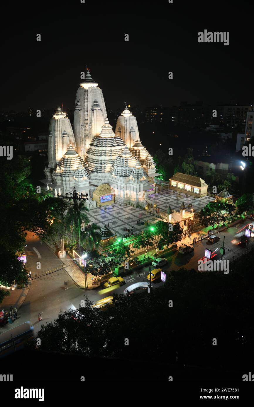 Birla Mandir è consacrata al Dio indù Lord Krishna e alla sua consorte, Radha. Kolkata, West Brngal, India. Foto Stock