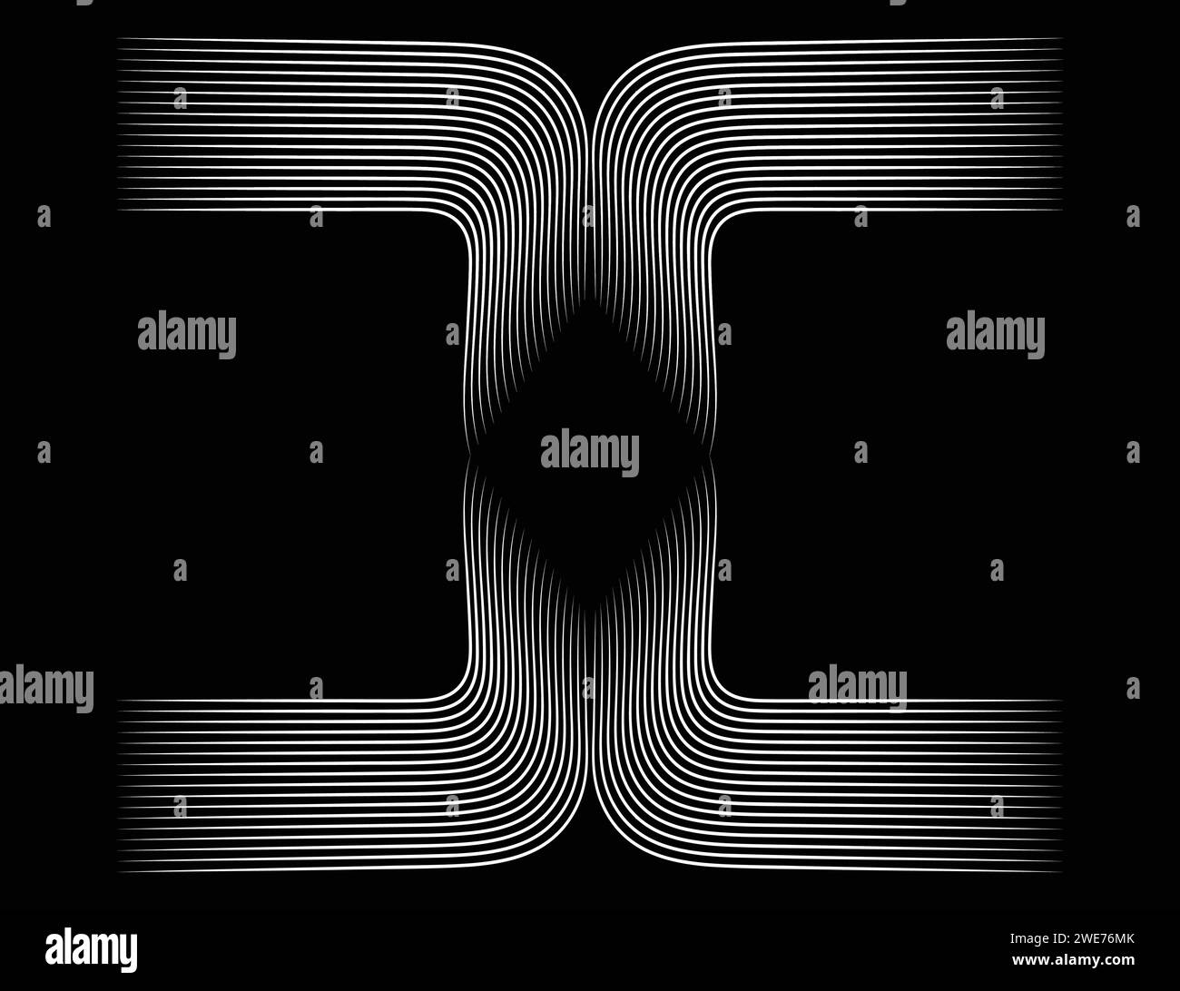 Curve di ripetizione retrospettiva astratte, linee parallele vettore striato. Illustrazione Vettoriale