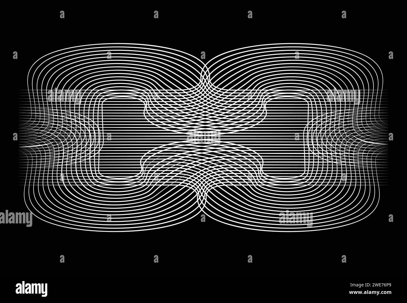 Curve di ripetizione retrospettiva astratte, linee parallele vettore striato. Illustrazione Vettoriale