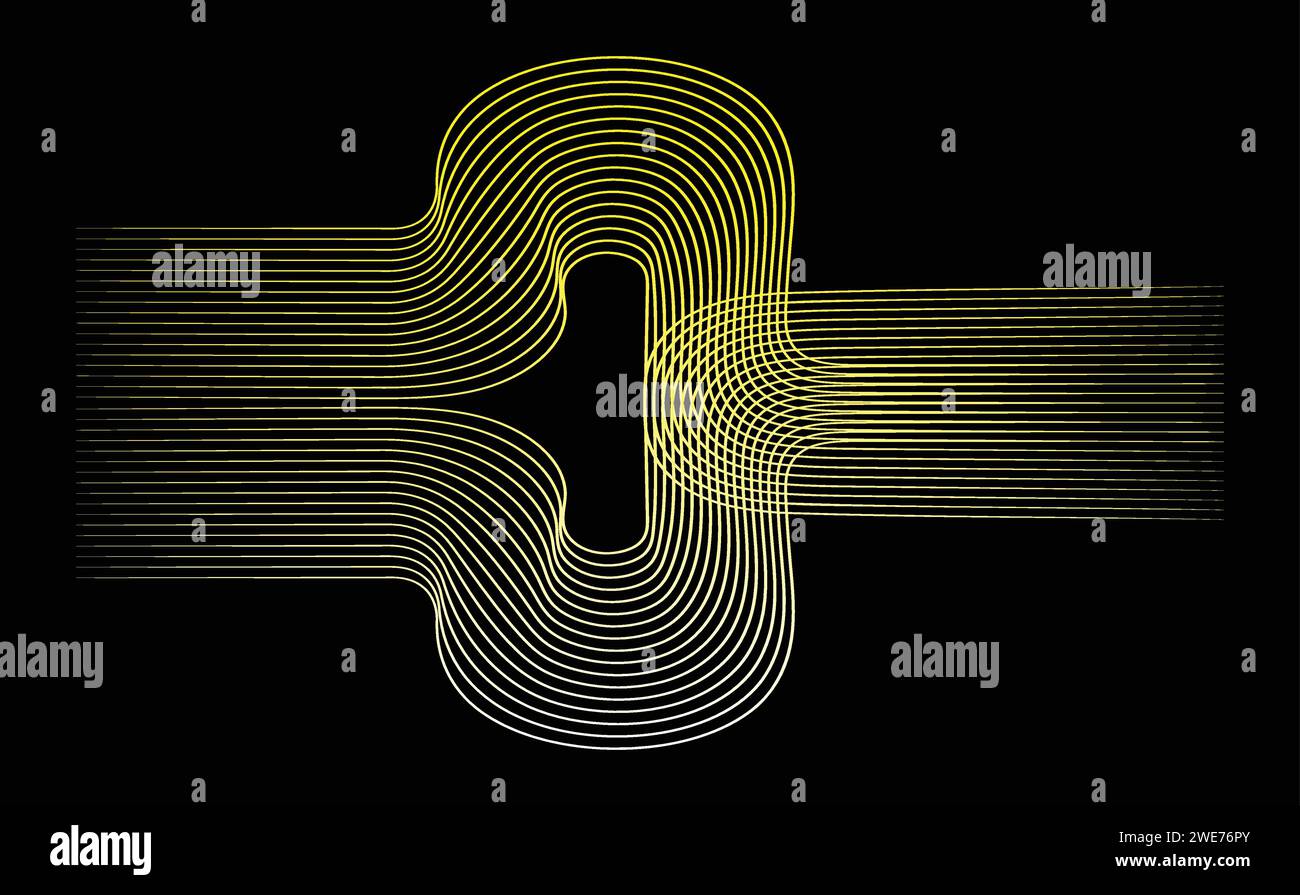 Curve di ripetizione retrospettiva astratte, linee parallele vettore striato. Illustrazione Vettoriale