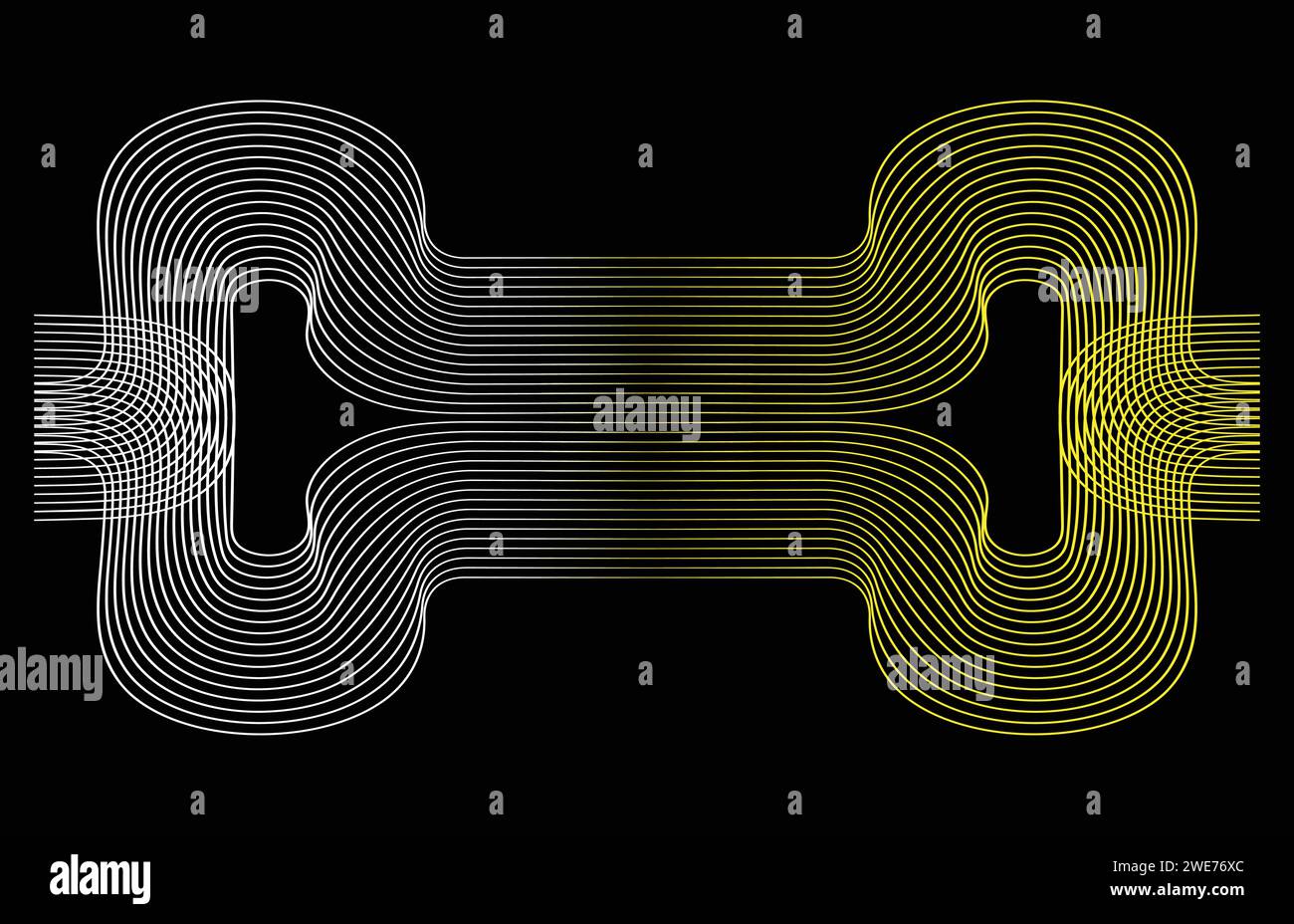 Curve di ripetizione retrospettiva astratte, linee parallele vettore striato. Illustrazione Vettoriale