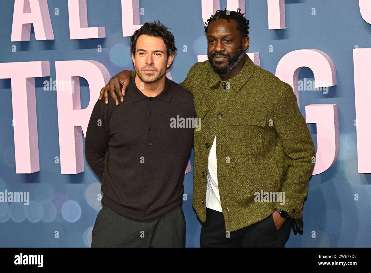 Londra, Regno Unito, 23 gennaio 2024. Tom Cullen (L) partecipa allo Screening di gala del Regno Unito per tutti noi sconosciuti, BFI Southbank, Londra, Regno Unito. Foto Stock