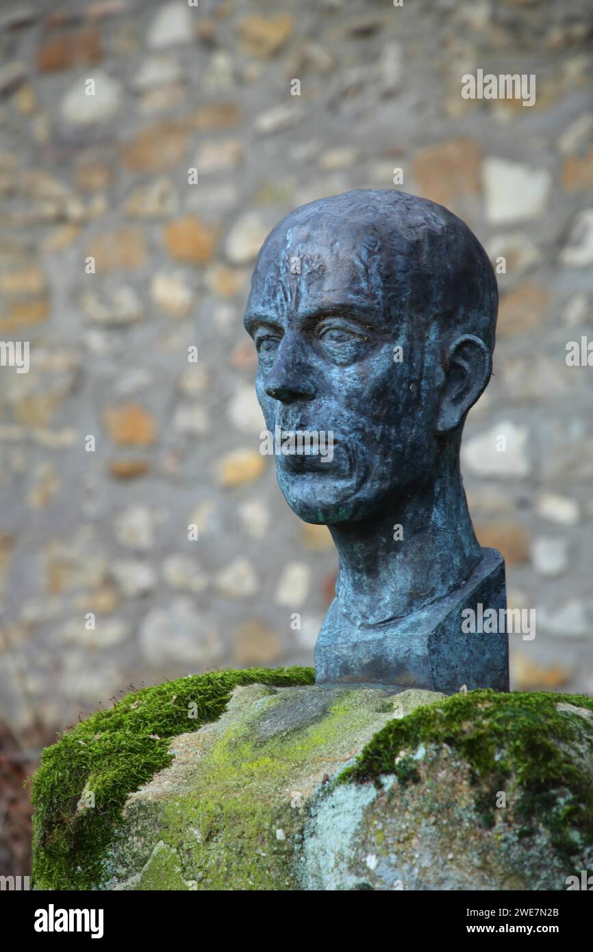 Monumento al viticoltore Georg Scheu, allevamento dello Scheurebe, scultura, viticoltore, allevamento, attraversamento, botanica, varietà d'uva, Riesling Foto Stock