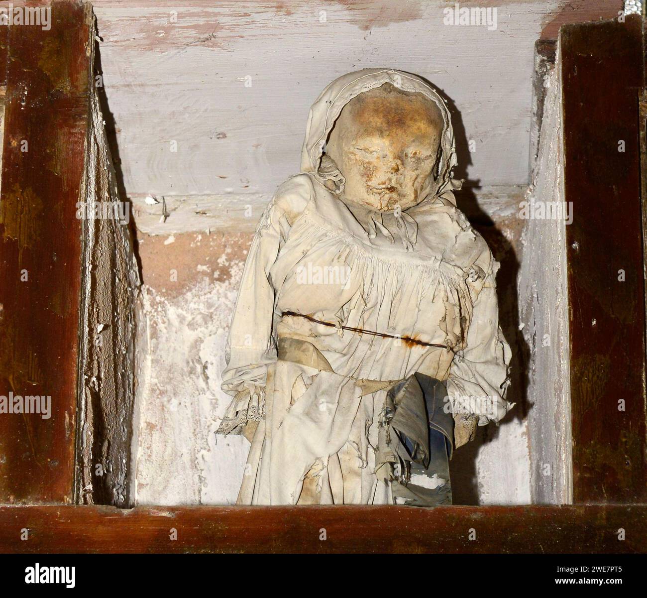 Cadaveri mummificati nelle catacombe dei Cappuccini di Palermo, Italia. Foto Stock