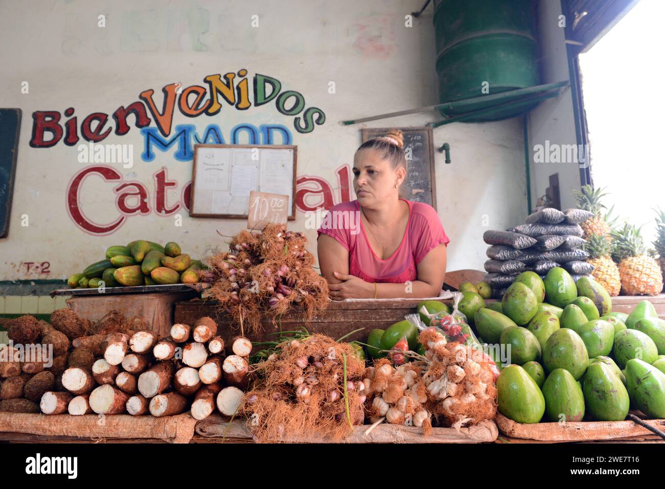 Un negozio di frutta e verdura a l'Avana Vecchia, Cuba. Foto Stock