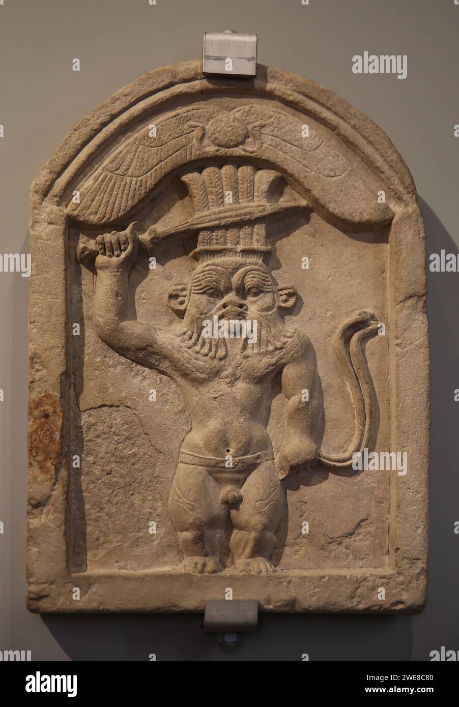 Stele di Bes. Tardo periodo tolemaico (i secolo a.C.). Limesstone. Museo Barraco. Roma. Italia. Foto Stock