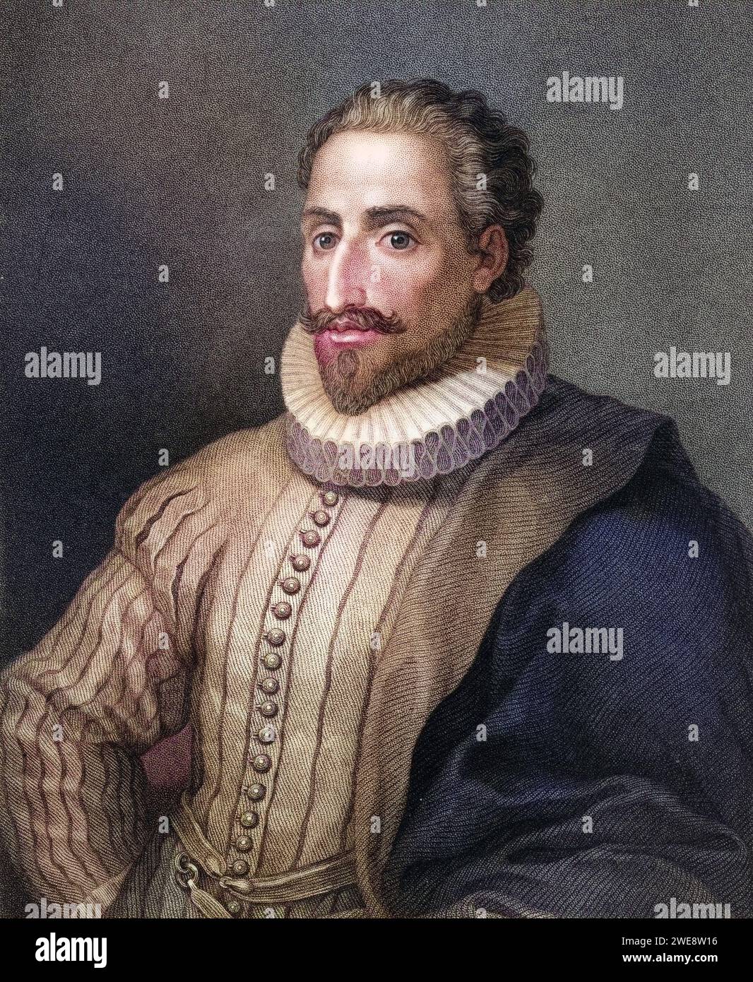 Miguel de Cervantes Saavedra 1547-1616. Spanischer Schriftsteller. Aus dem Buch Galleria di ritratti, veröffentlicht 1833., Historisch, digital restaurierte Reproduktion von einer Vorlage aus dem 19. Jahrhundert, data record non indicata Foto Stock