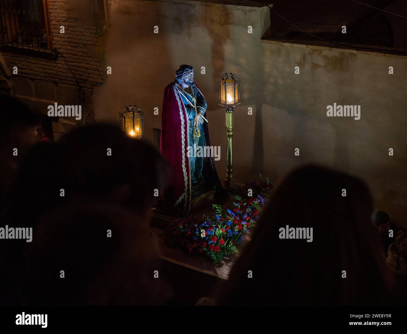 Cristo degli zingari di Huesca. Settimana Santa a Huesca. Processione della Santa sepoltura Foto Stock