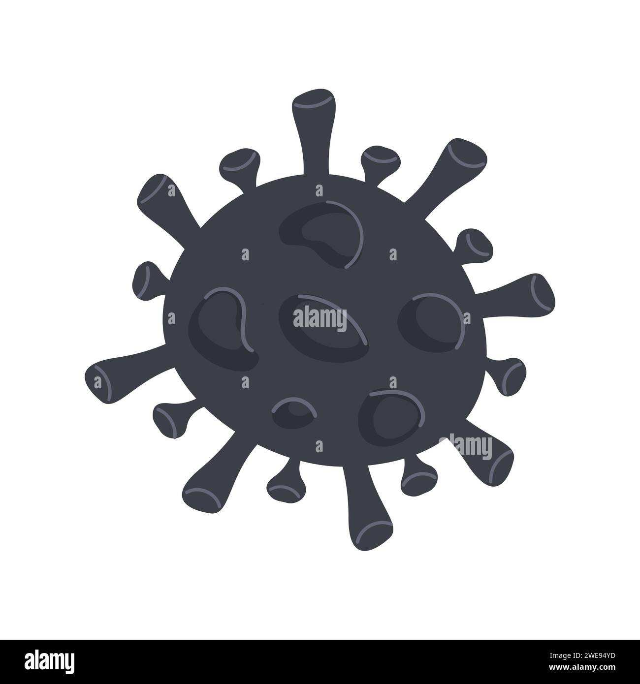 Batteri Black Mold. Colorazione di muffa tossica al microscopio. Epidemia di fungo nero in India. Malattia della mucormicosi. Icona vettoriale isolata in stile cartone animato piatto Illustrazione Vettoriale