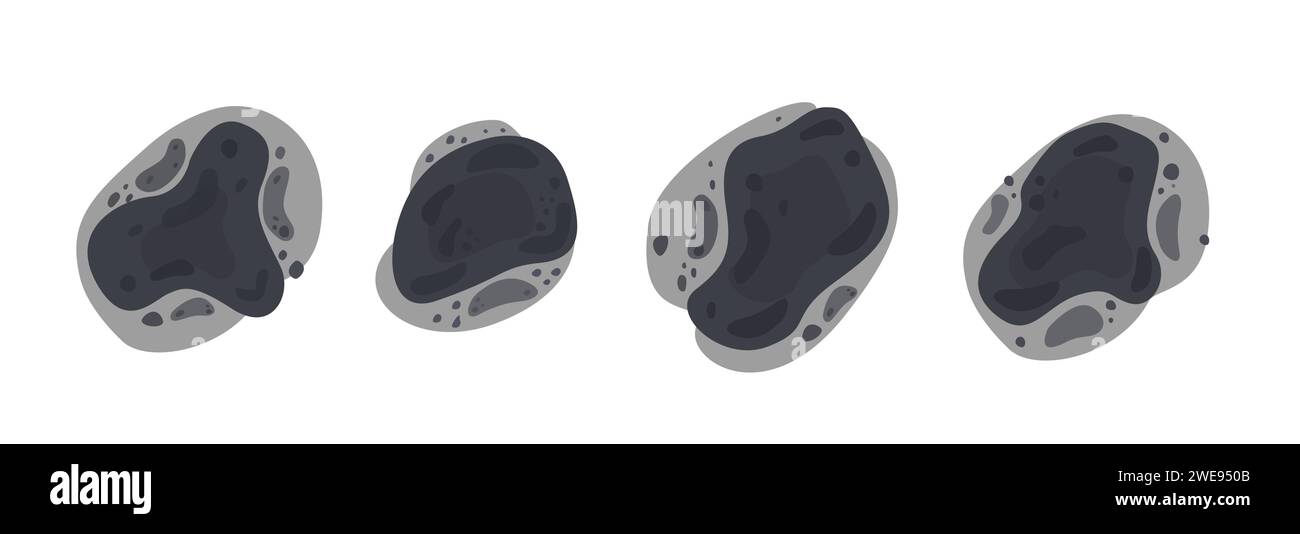 Macchie di stampo nero o fungo in forme diverse. Macchie di muffa tossiche. Epidemia di mucormicosi. Funghi, batteri. Set vettoriale in stile cartone animato piatto Illustrazione Vettoriale