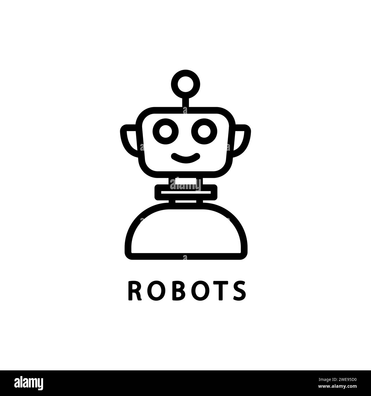 Icona vettore contorno robot. Icona di robot neri a linea sottile, vettore piatto illustrazione di elementi semplici da un concetto di intelligenza artificiale modificabile isolato Illustrazione Vettoriale