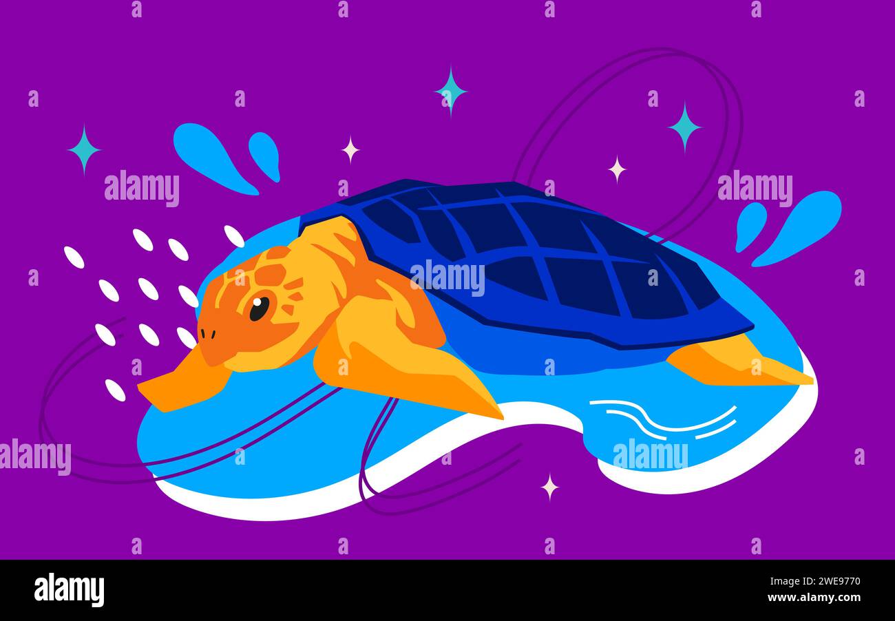 Tartaruga marina gigante - moderna illustrazione vettoriale colorata Illustrazione Vettoriale