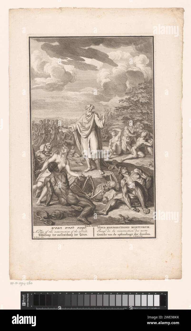 Resurrection of the Dead, Louis Surugue, After Bernard Picart, 1691 - 1733 stampa su carta incisione incisione incisione/incisione Resurrection of the Dead  giudizio universale. Visione di Ezechiele della valle delle ossa secche (Ezechiele 37:1-10) Foto Stock