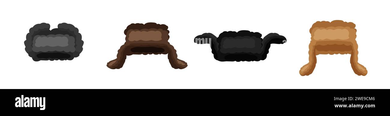 Cappello in pelliccia con copriauricolari. Cappellino caldo per l'inverno con lana i. Illustrazione Vettoriale