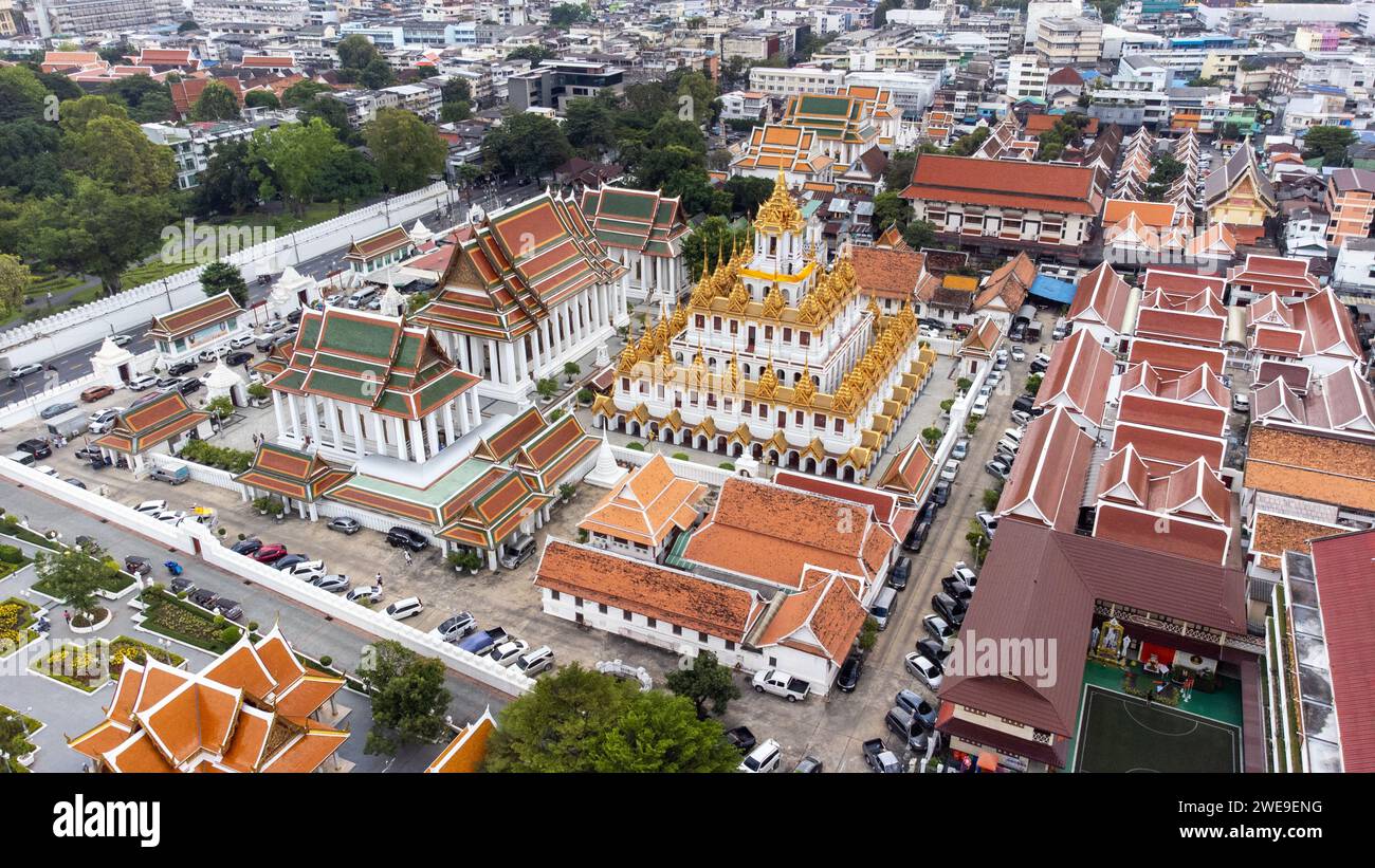 Loha Prasat a Wat Ratchanatdaram, tempio buddista, Bangkok, Thailandia Foto Stock