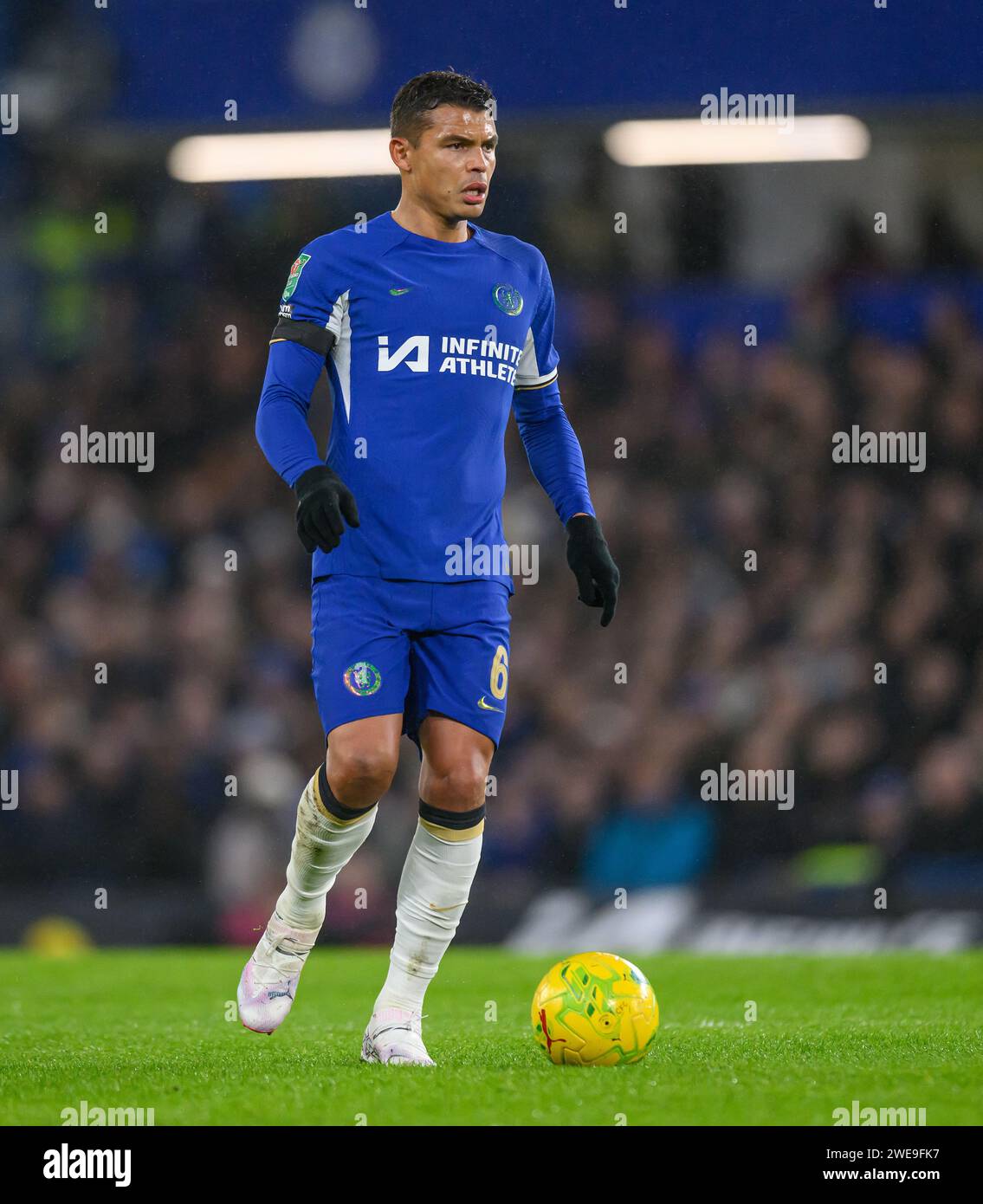 23 gen 2024 - Chelsea / Middlesbrough - semifinale EFL Cup - Stamford Bridge. Thiago Silva di Chelsea in azione. Immagine : Mark Pain / Alamy Live News Foto Stock