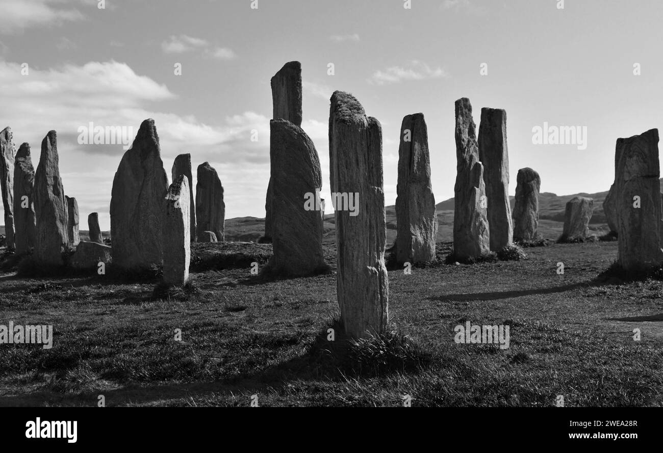 Le pietre di Callanish, Isola di Lewis, Scozia Foto Stock