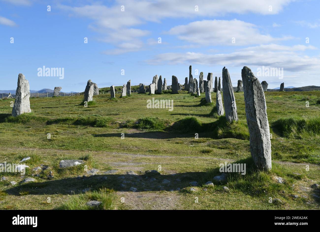 Le pietre di Callanish, Isola di Lewis, Scozia Foto Stock