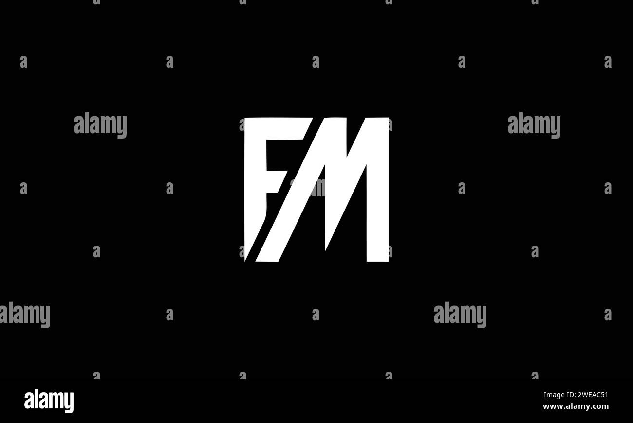Design del logo dell'alfabeto lettera monogramma iniziale astratto FM Illustrazione Vettoriale
