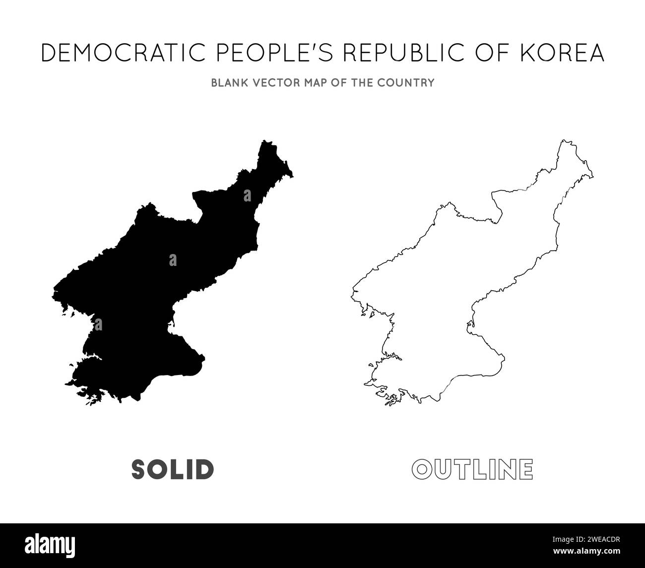 Mappa della Corea del Nord. Mappa vettoriale vuota del Paese. Confini della Corea del Nord per la tua infografica. Illustrazione vettoriale. Illustrazione Vettoriale