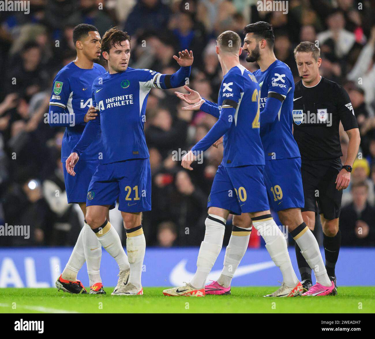 23 gen 2024 - Chelsea / Middlesbrough - semifinale EFL Cup - Stamford Bridge. Il Chelsea festeggia il suo primo gol. . Immagine : Mark Pain / Alamy Live News Foto Stock