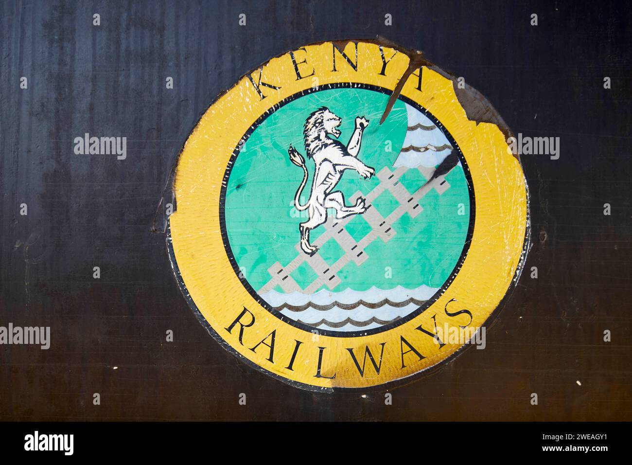 Logo delle ferrovie del Kenya nel Museo ferroviario di Nairobi, Nairobi, Kenya, Africa Foto Stock