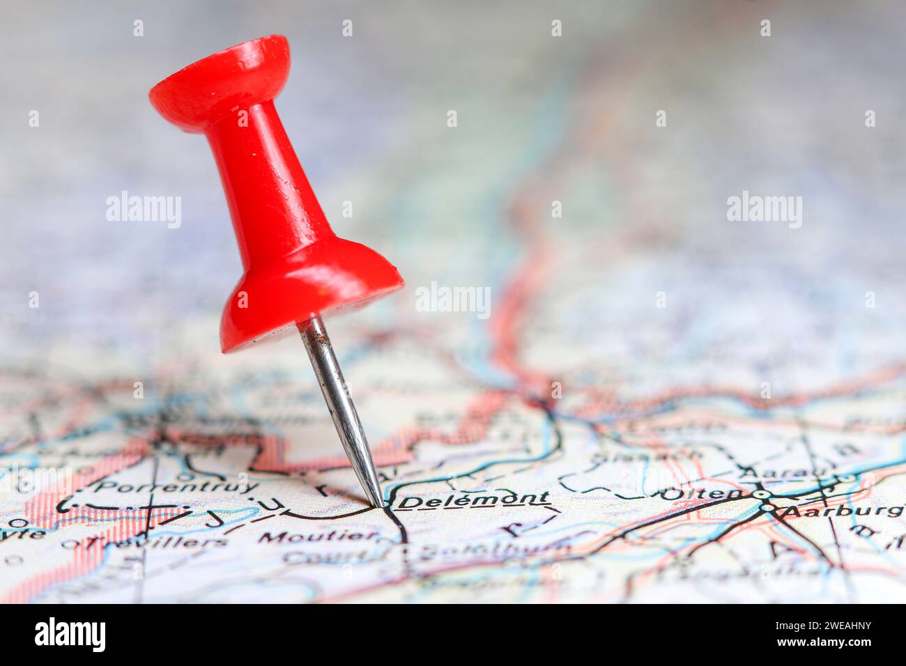 Delmont, Svizzera, spilla sulla mappa Foto Stock