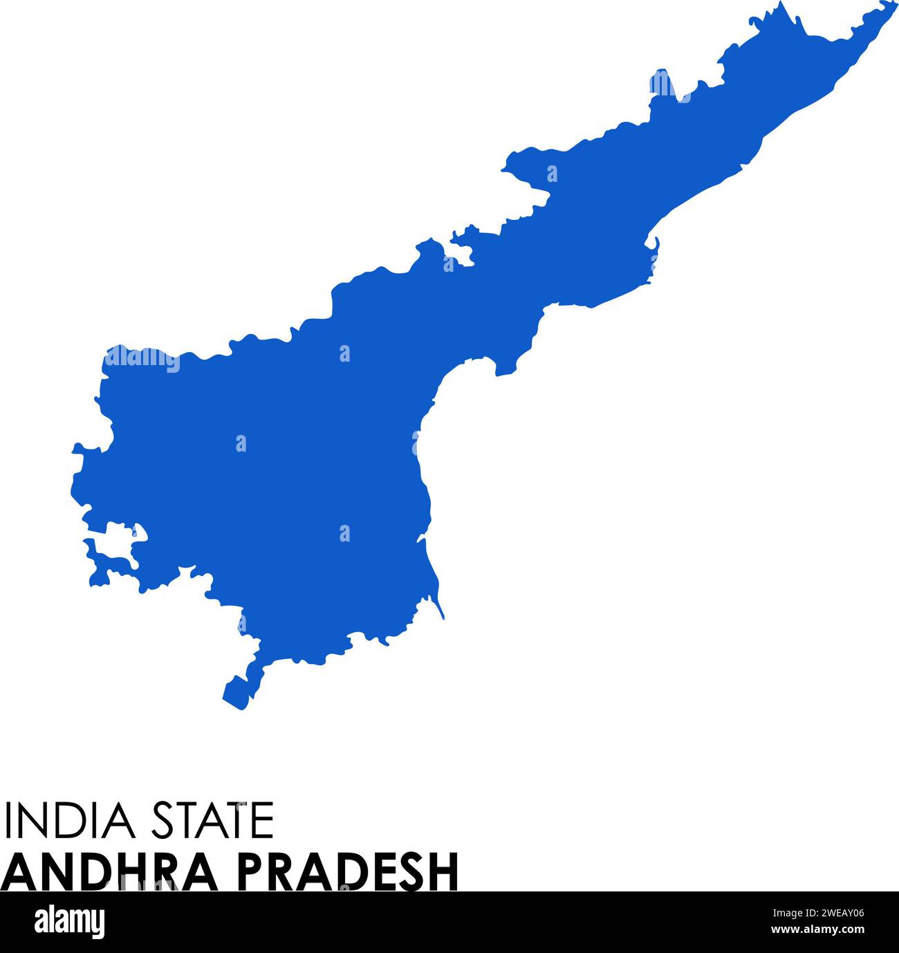 Andhra Pradesh mappa dello stato indiano. Illustrazione mappa Andhra Pradesh. Mappa vettoriale dell'Andhra Pradesh Foto Stock