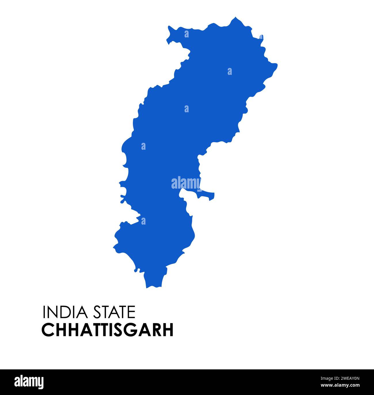 Chhattisgarh mappa dello stato indiano. Illustrazione della mappa di Chhattisgarh. Sfondo bianco. Foto Stock