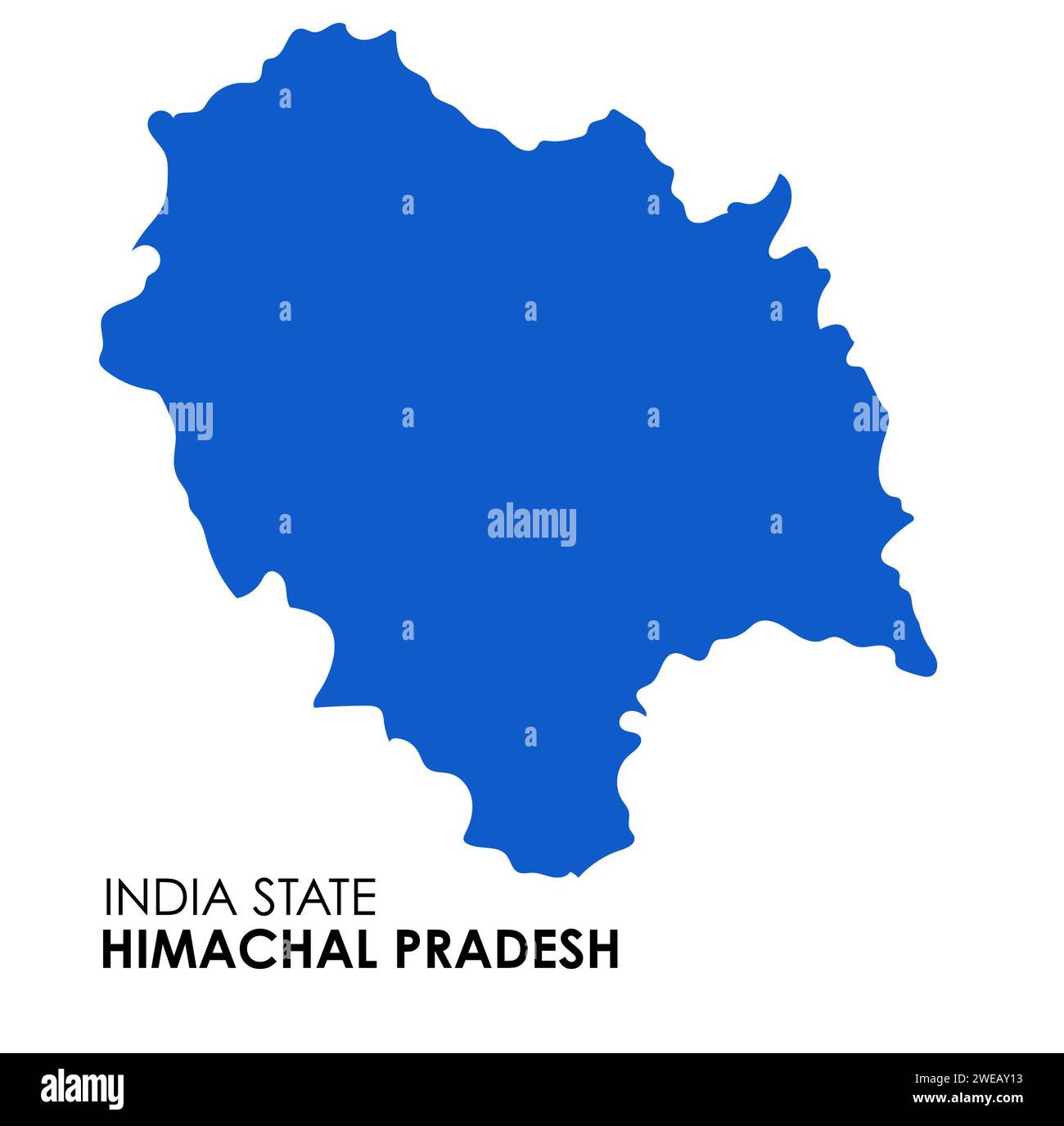 Himachal Pradesh mappa dello stato indiano. Illustrazione vettoriale mappa Himachal Pradesh. Foto Stock