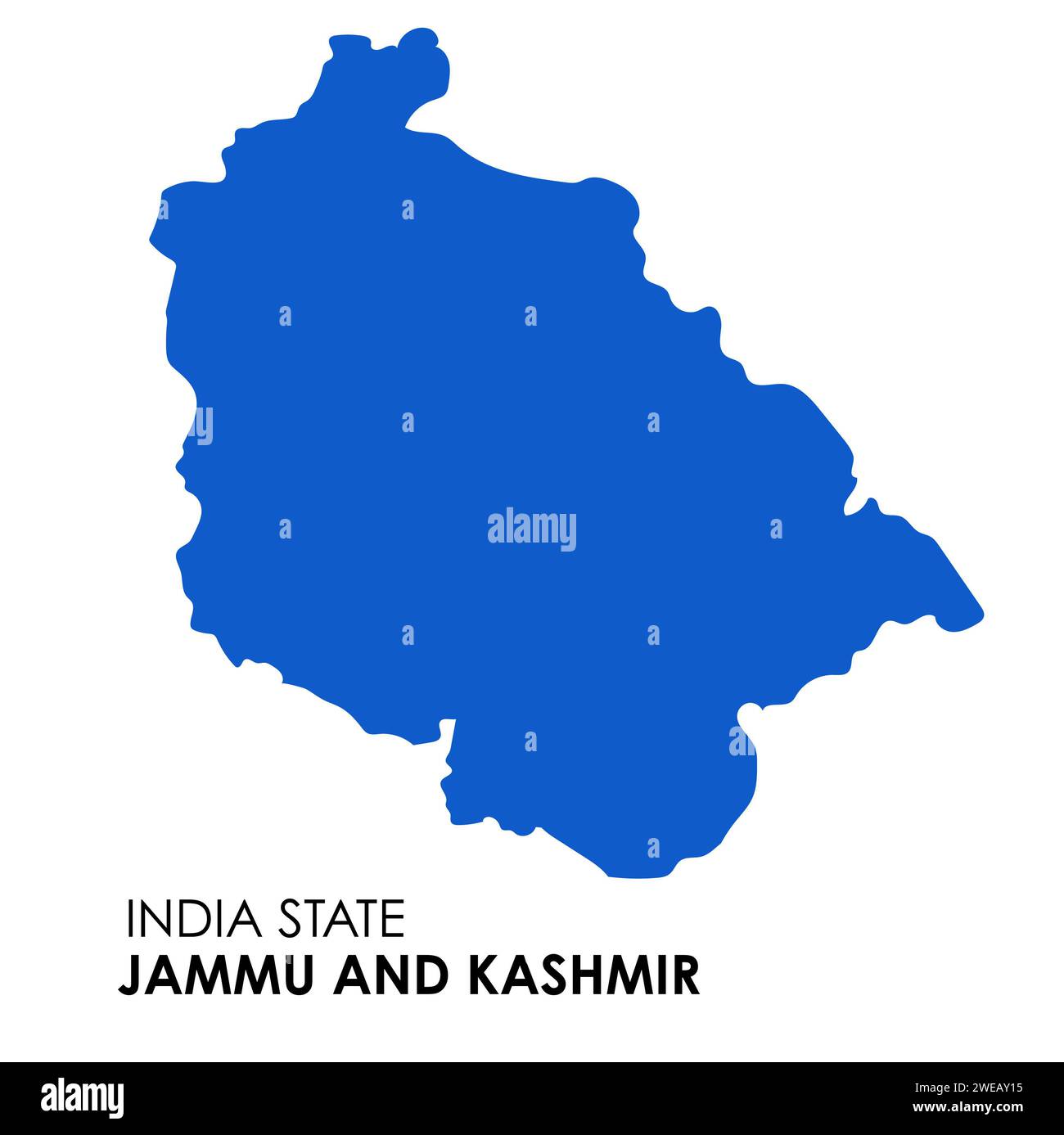 Mappa di Jammu e kashmir dello stato indiano. Illustrazione vettoriale delle mappe di Jammu e kashmir. Foto Stock