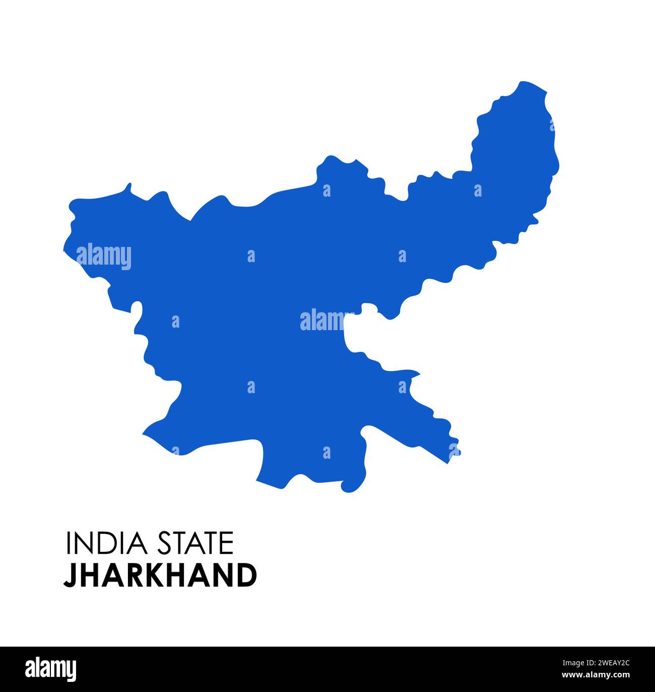 Mappa Jharkhand dello stato indiano. Illustrazione vettore mappa Jharkhand. Mappa Jharkhand su sfondo bianco. Foto Stock