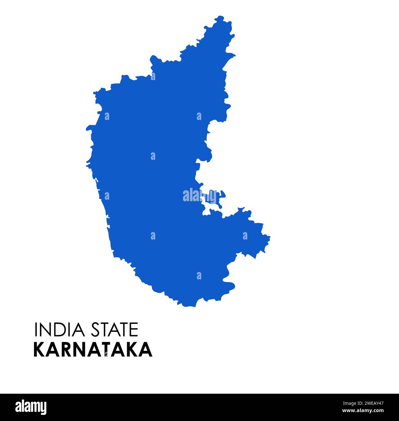 Cartina del Karnataka dello stato indiano. Illustrazione vettoriale mappa Karnataka. Mappa di Karnataka su sfondo bianco. Foto Stock