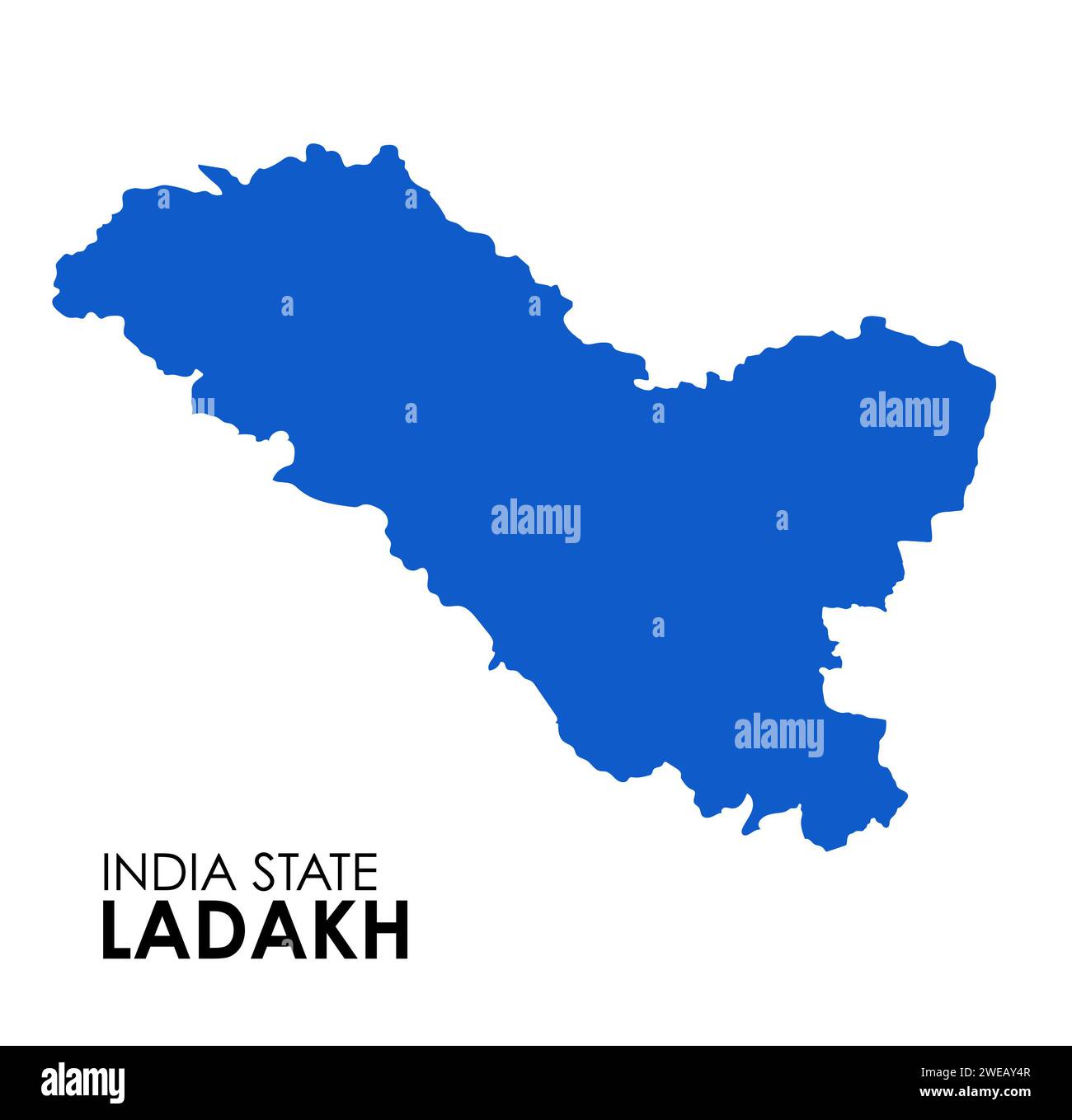 Mappa Ladakh dello stato indiano. Illustrazione del vettore della mappa Ladakh. Mappa vettoriale Ladakh su sfondo bianco. Foto Stock
