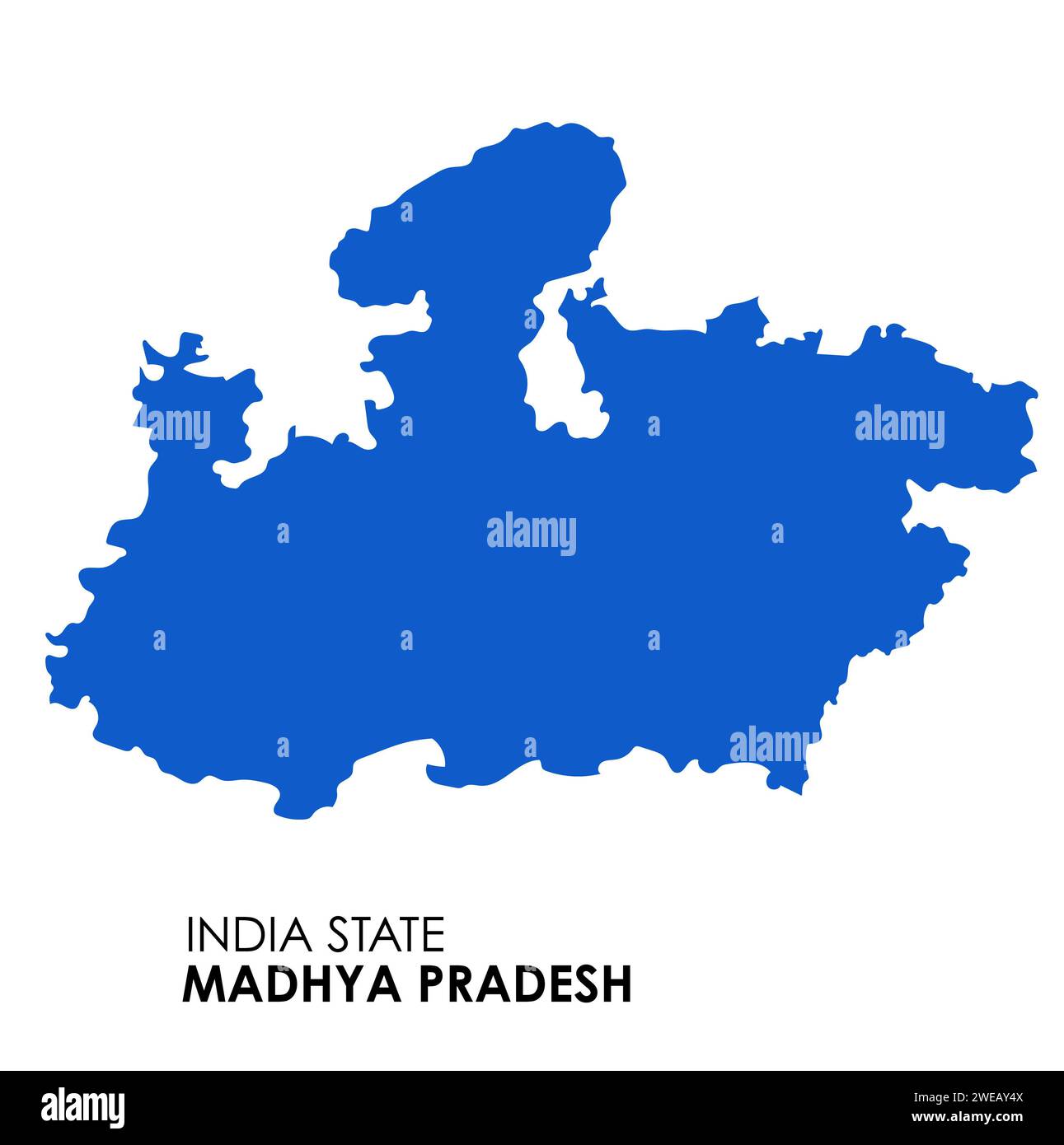 Madhya Pradesh mappa dello stato indiano. Illustrazione vettoriale mappa Madhya Pradesh. Sfondo bianco. Foto Stock