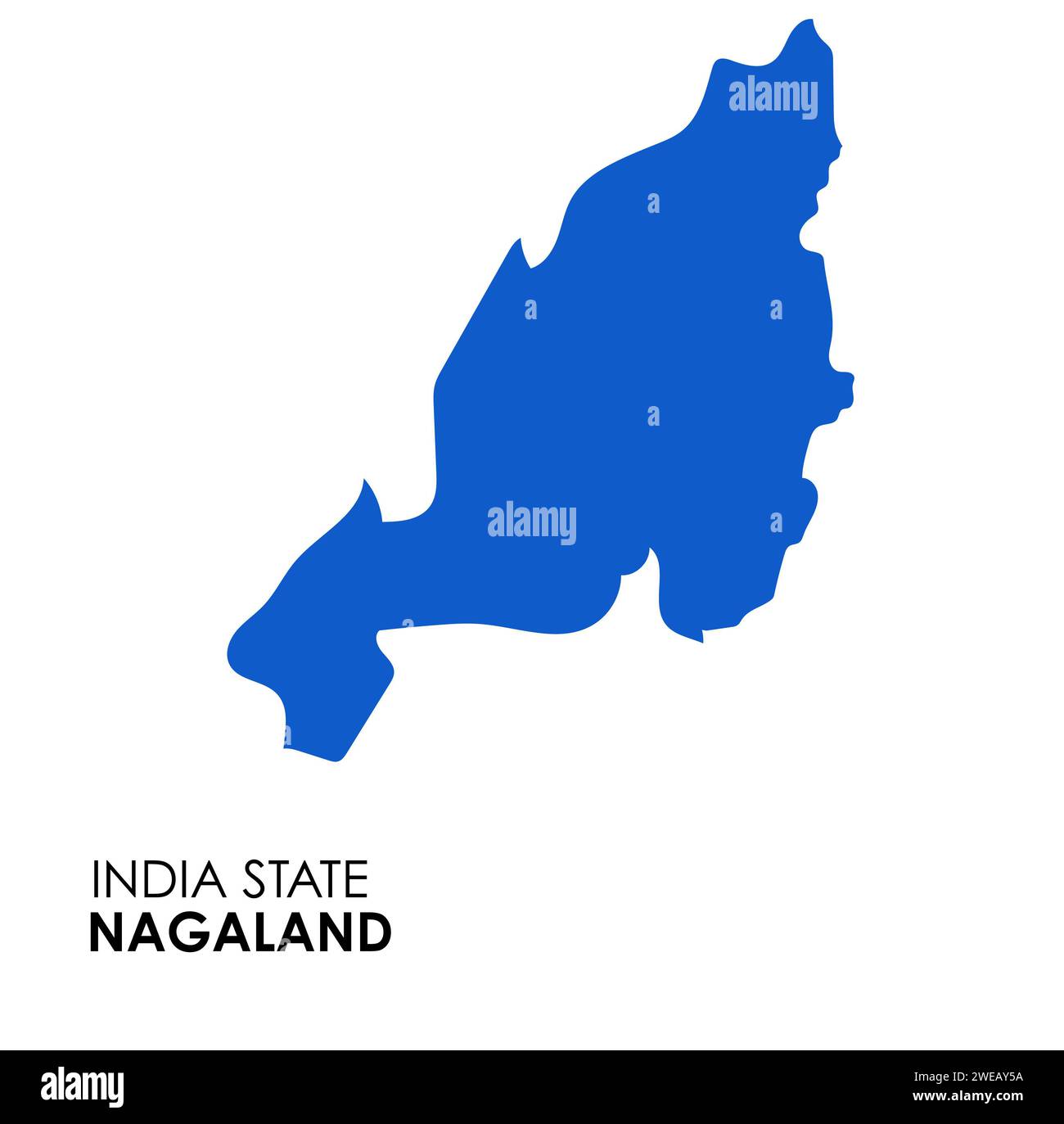 Nagaland mappa dello stato indiano. Illustrazione vettore mappa Nagaland. Mappa di Nagaland su sfondo bianco. Foto Stock