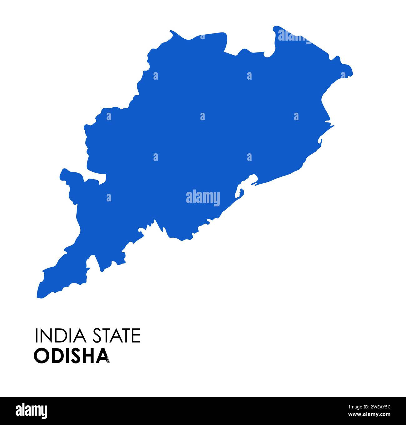 Mappa di Odisha dello stato indiano. Illustrazione vettoriale della mappa di Odisha. Mappa vettoriale di Odisha su sfondo bianco. Foto Stock