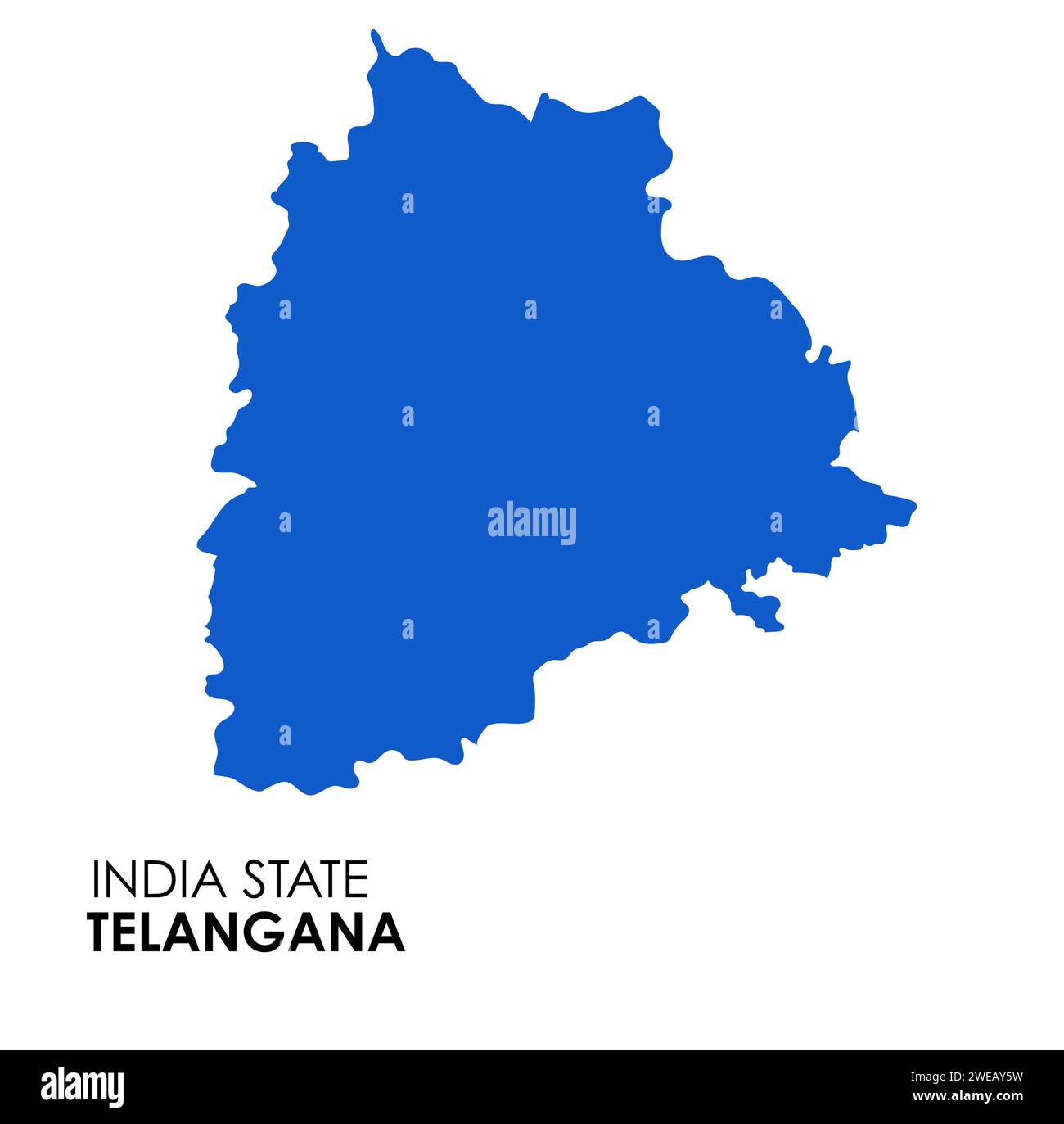 Telangana mappa dello stato indiano. Illustrazione vettore mappa Telangana. Mappa Telangana su sfondo bianco. Foto Stock