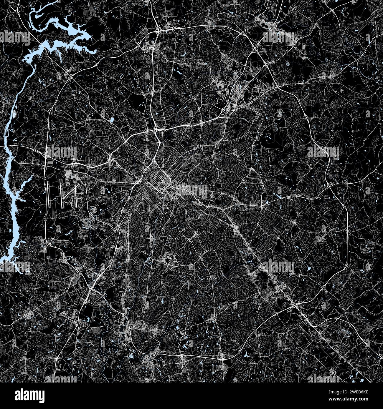 Mappa stradale della città di Charlotte, North Carolina, Stati Uniti Illustrazione Vettoriale