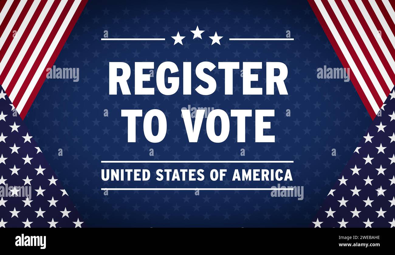 Registrati per votare - il banner è di colori USA Foto Stock