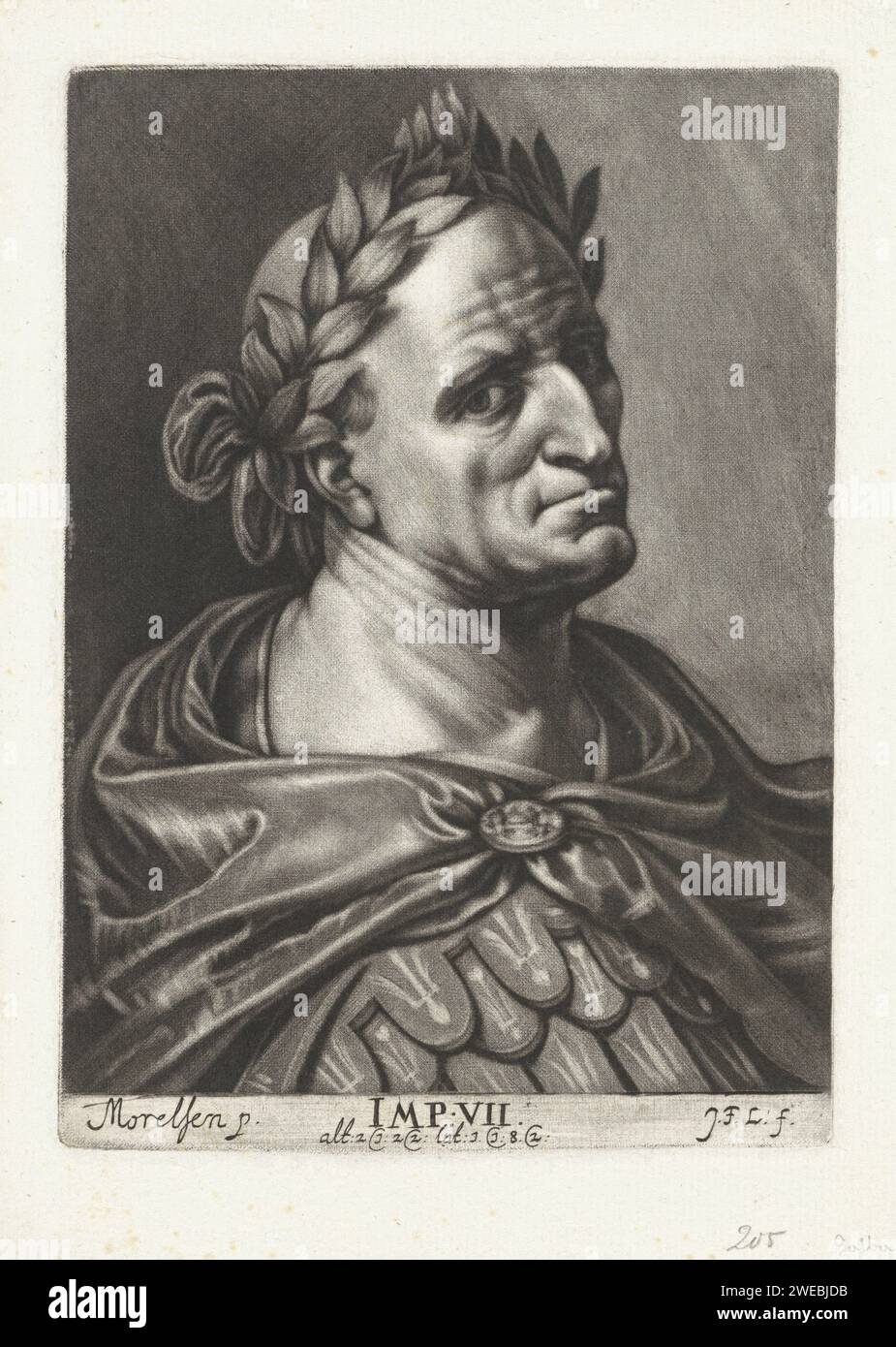 Ritratto dell'imperatore Galba, Johann Friedrich Leonard, dopo Paulus Moreelse, incisione su carta stampata 1643 - 1680 Foto Stock