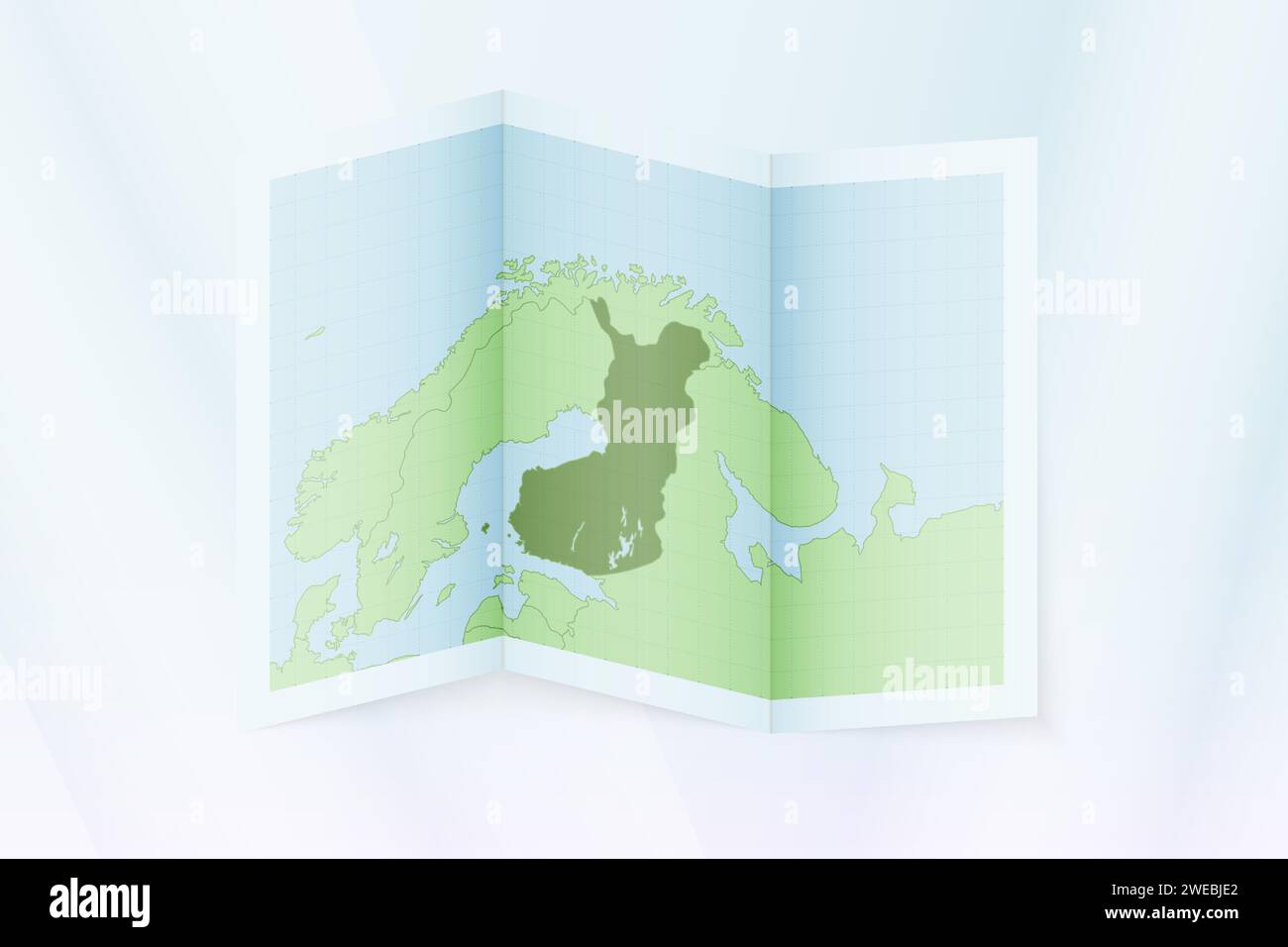 Mappa Finlandia, carta piegata con mappa Finlandia. Illustrazione vettoriale. Illustrazione Vettoriale