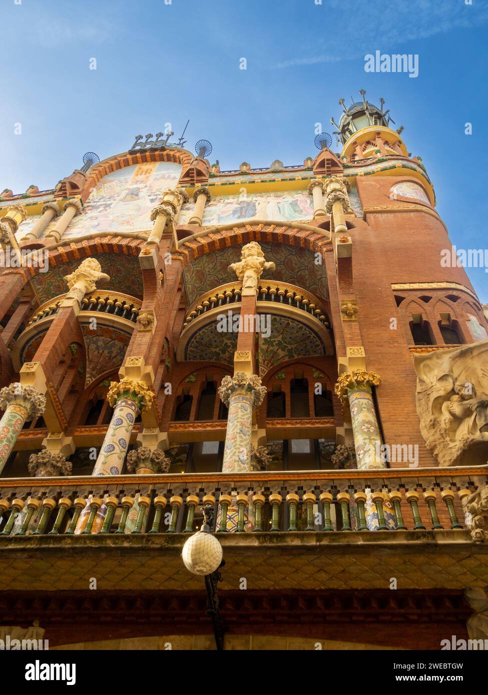 Balcone esterno del Palau de la Música Catalana, Barcellona Foto Stock