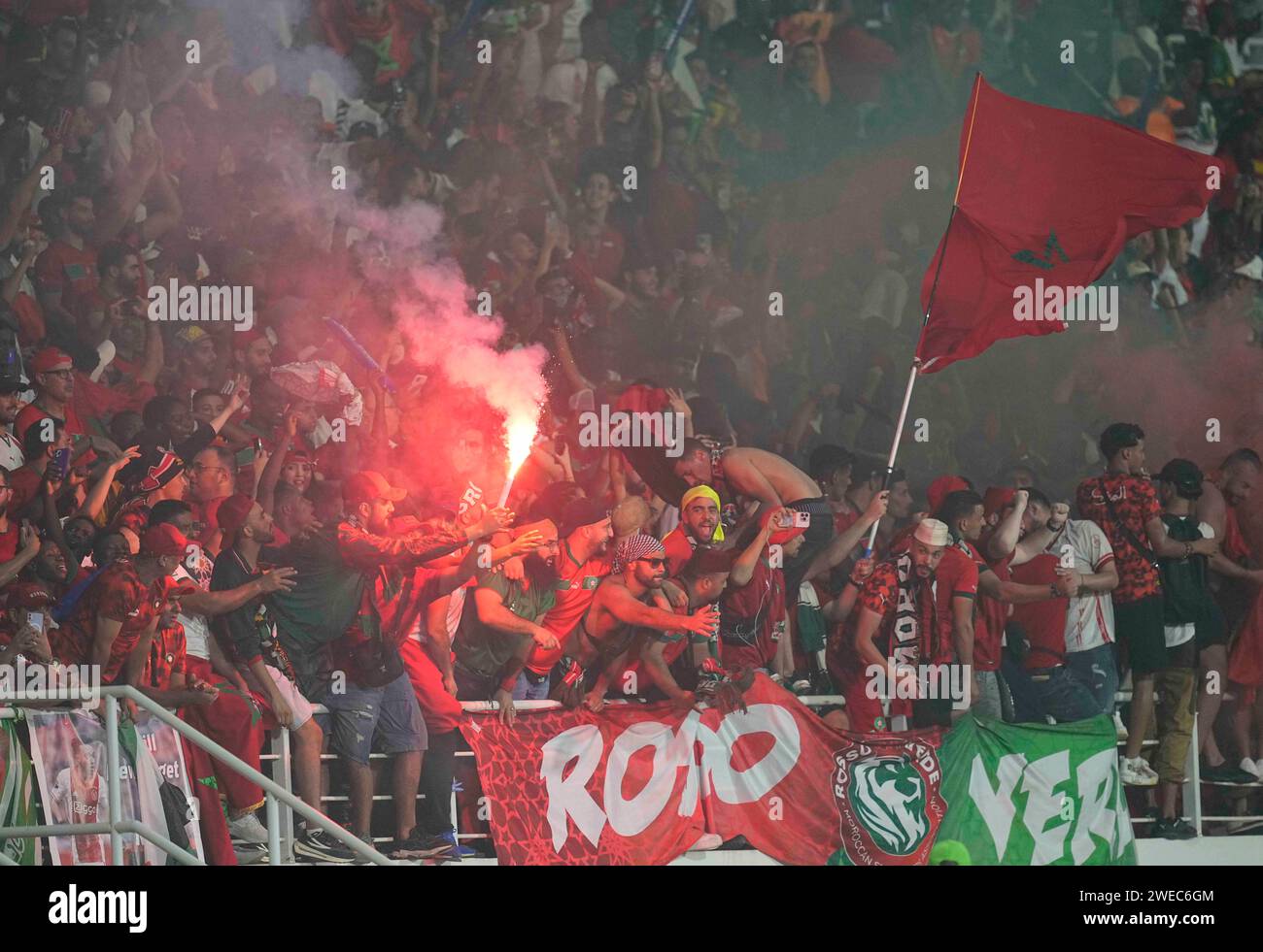 24 gennaio 2024: // durante una partita del gruppo F della Coppa d'Africa, Zambia vs Marocco, allo Stade Laurent Pokou, San Pedro, Costa d'Avorio. Kim Price/CSM Foto Stock