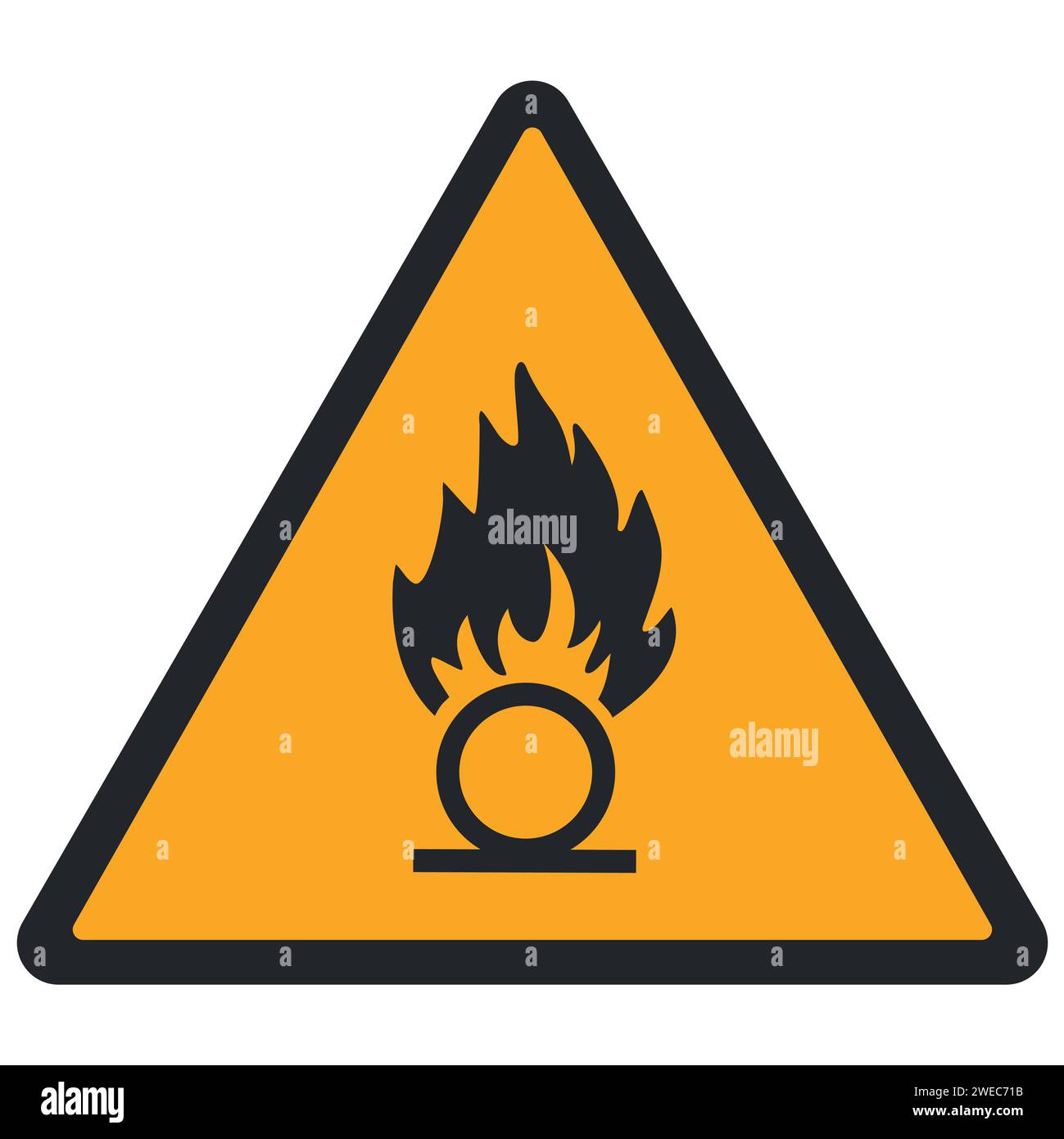 PITTOGRAMMA DI AVVERTENZA, SOSTANZA OSSIDANTE ISO 7010 - W028 Illustrazione Vettoriale