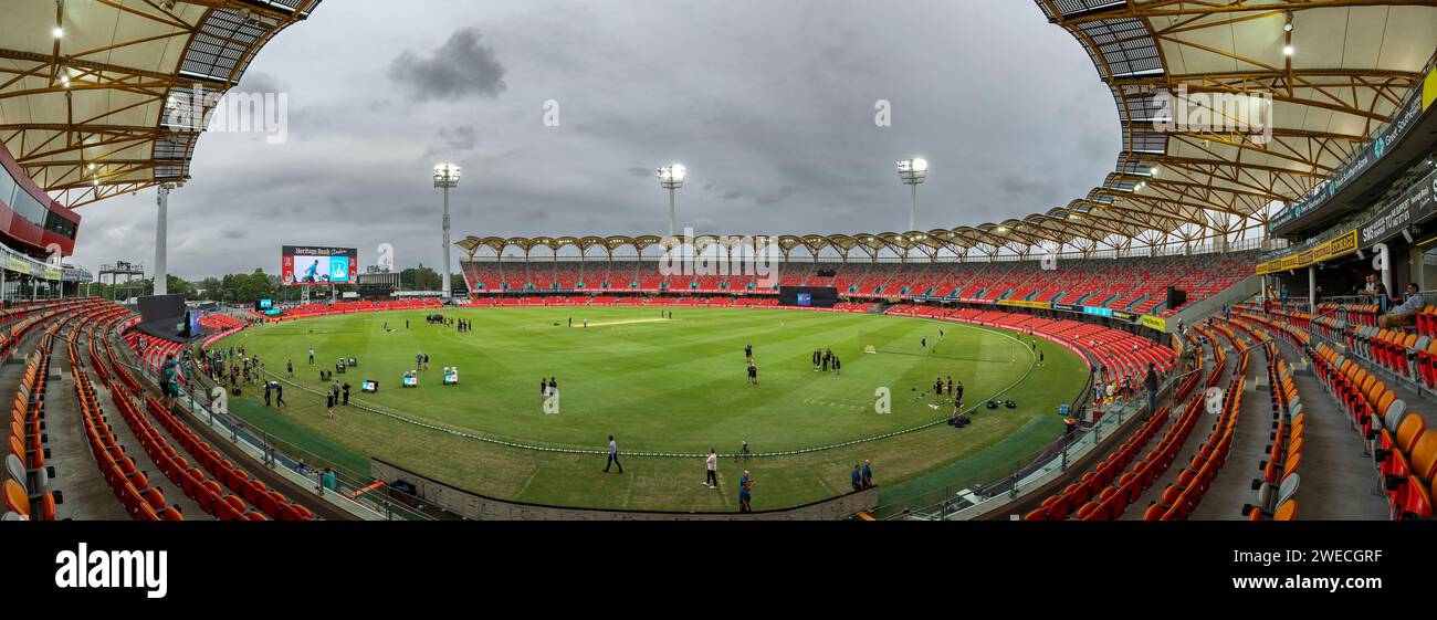 Gold Coast, Australia. 22 gennaio 2024. Preparativi per la partita della Big Bash League tra Brisbane Heat e Adelaide Strikers Foto Stock