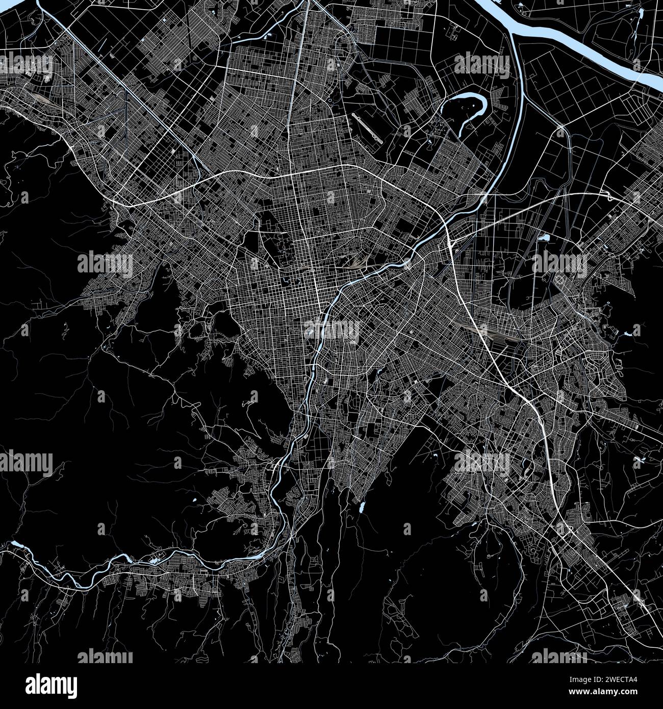 Mappa stradale della città di Sapporo, Hokkaido, Giappone Illustrazione Vettoriale