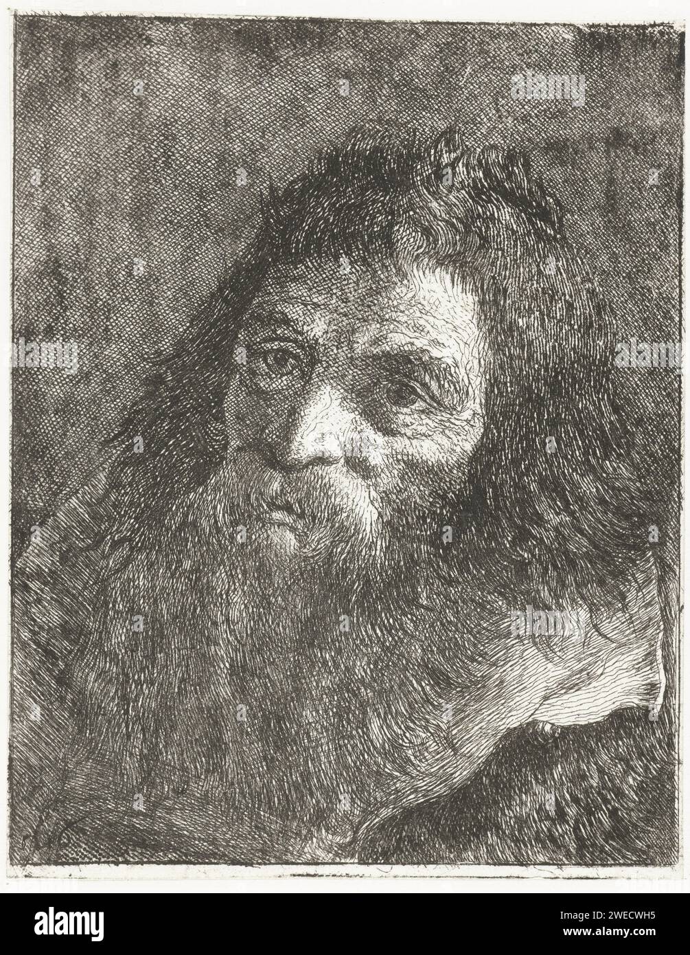 L'uomo ha incontrato Lang Haar en Baard, Giovanni Domenico Tiepolo, dopo Giovanni Battista Tiepolo, incisore del 1774 su carta stampata con grande barba Foto Stock