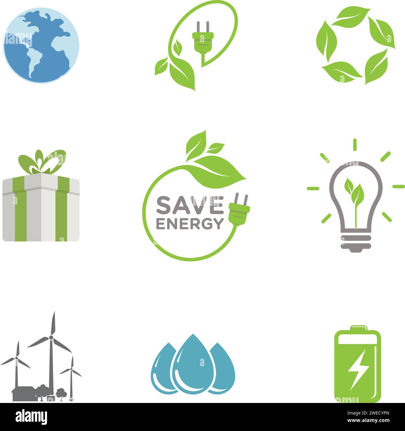 Modello di illustrazione del design dell'icona Eco Green Energy Illustrazione Vettoriale